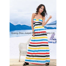 Muti Stripe Strapless Maxi Dress